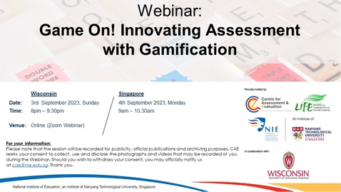 Thumbnail for entry [Webinar] Game on! Innovating Assessment with Gamification (4 Sep 2023)